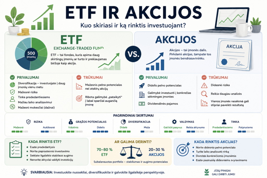 ETF ir akcijos