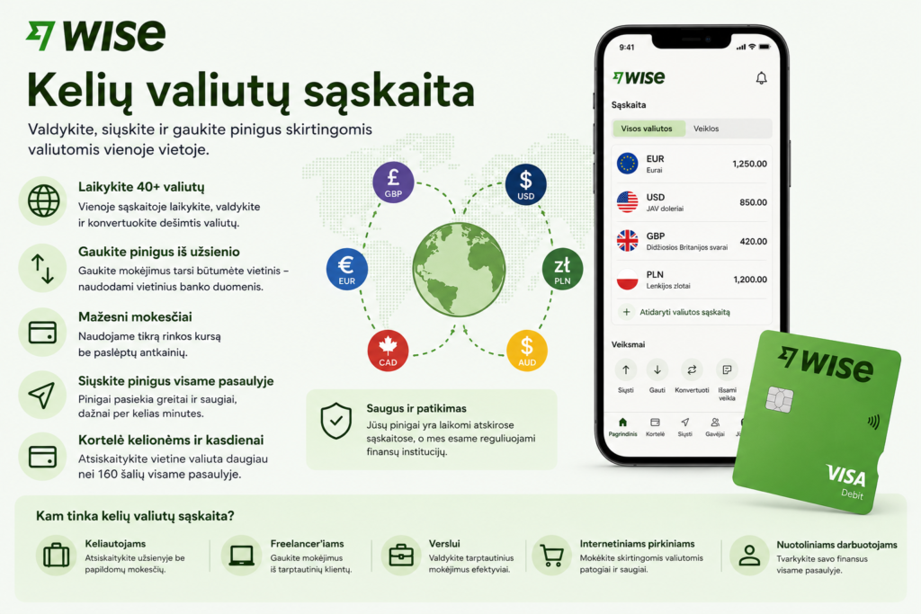 „Wise“ kelių valiutų sąskaita