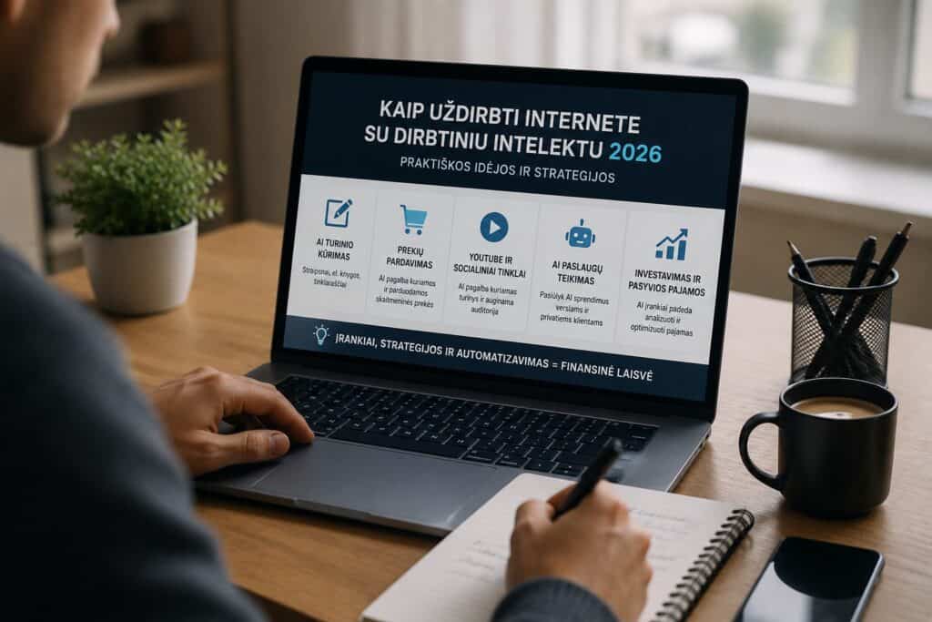 Kaip uždirbti su dirbtiniu intelektu 2026