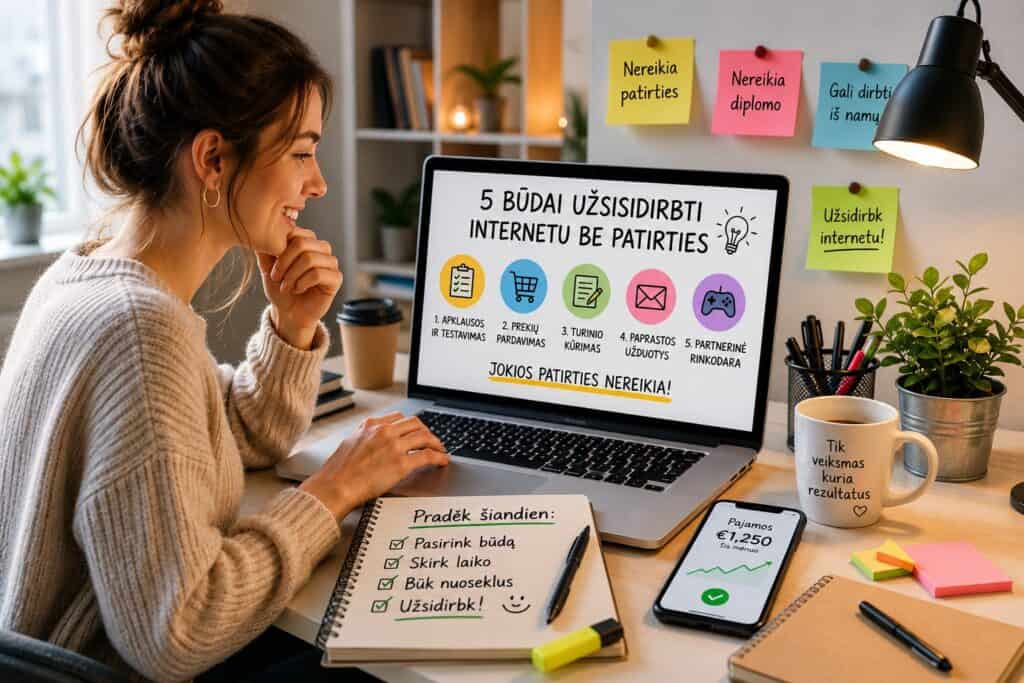 Kaip užsidirbti internetu be patirties